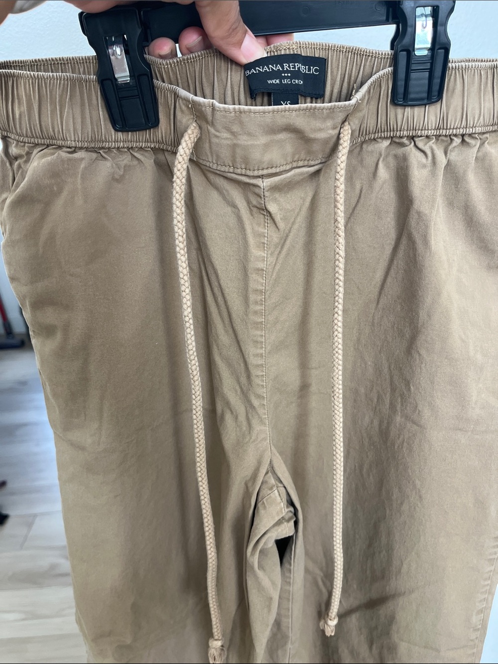 Banana Republic Tan Wide-Leg Drawstring Pants